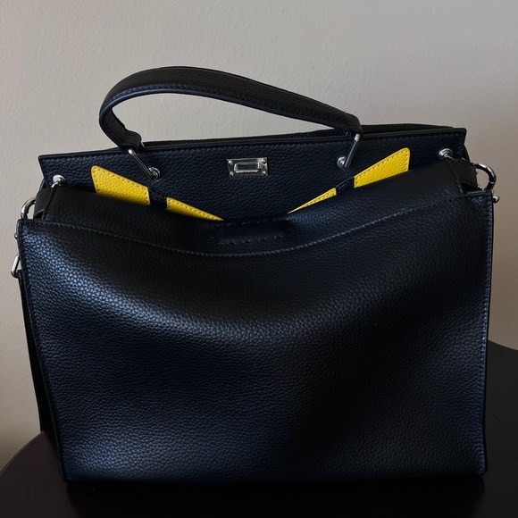 Black and Yellow Leather women's Bag